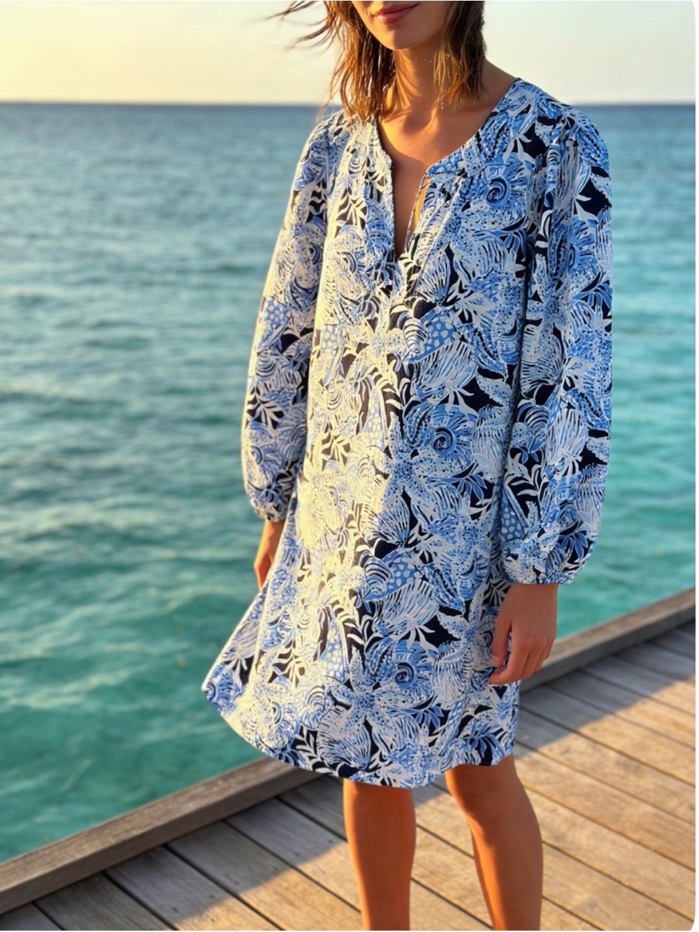 Lilly Pulitzer Olivine Dress in Bonaire Blue Coastal Constellation, Size 12